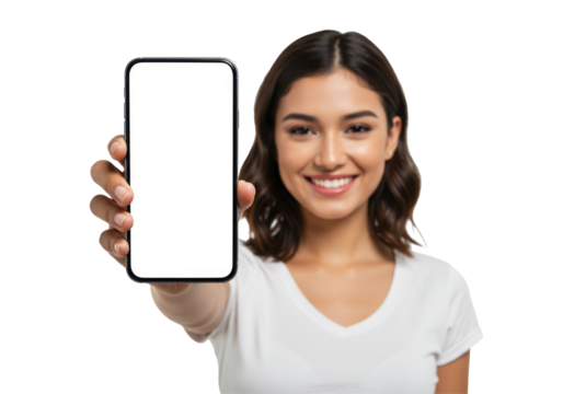Close-up low focal length shot of a hand holding and showing a smartphone to the camera, ideal for marketing, digital promotion, mobile advertising, tech engagement, and communication concepts