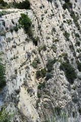 View of the Presa de Tibi, one of the oldest functioning dams in Europe, built in the 16th century on the Monnegre River in Alicante province.