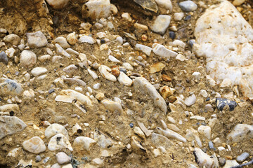 Natural geological gravel and stone textures with diverse rock patterns