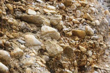 Close-up of rocky gravel texture in natural earth tones