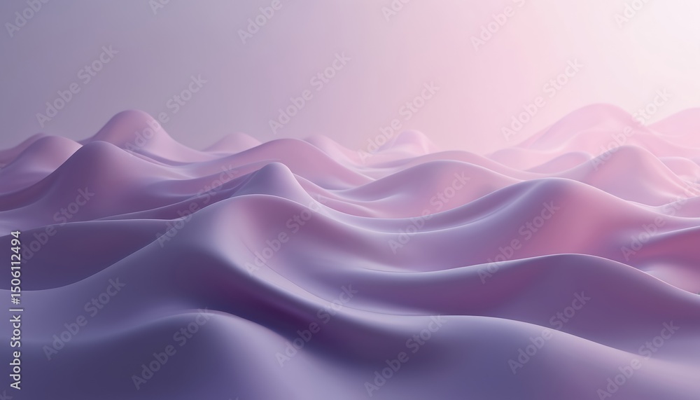 Poster abstract 3d rendering of purple waves. soft, fluid motion, creating smooth gradient background for b