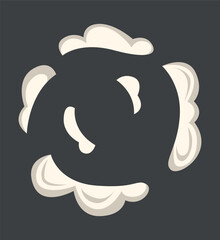 Cartoon smoke on wind, smoking comic kit. Explosion effect, cooking fog or fire smokes element. White motion cloud, snugly vector steam