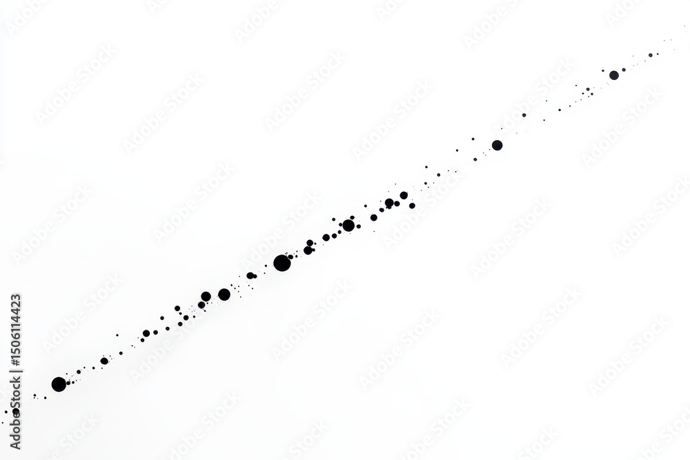 Leinwandbilder Abstract black circles create a dynamic diagonal pattern against a plain white background, showcasing simplicity and artistic expression