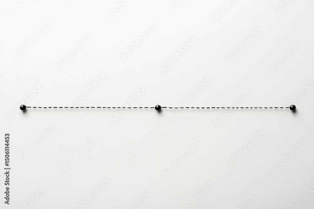 Fototapete Abstract black circles create a dynamic diagonal pattern against a plain white background, showcasing simplicity and artistic expression