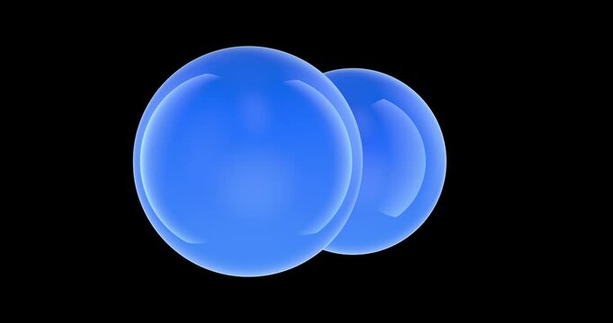 Oxygen, O2 molecule model. 3D Rotating Animation, Seamless Loop. 3D rendering isolated on transparent background