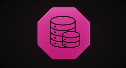 Pink octagon icon with server illustration