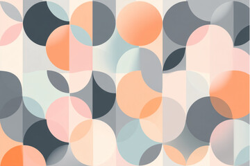 Abstract geometric pattern with overlapping circles in pastel colors on a light background