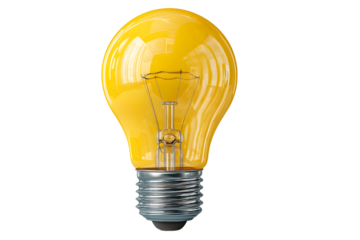Vibrant Yellow Lightbulb with Detailed Filament
