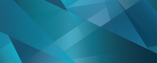 Blue modern abstract wide banner with geometric shapes. Dark blue abstract background. Vector illustration