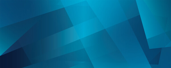 Blue modern abstract wide banner with geometric shapes. Dark blue abstract background. Vector illustration