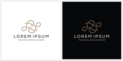 initial letter SS line art logo design graphic, gold symbol vector icon concept