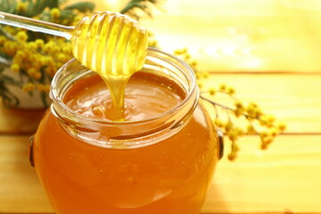 Fresh tasty honey and cheese                               