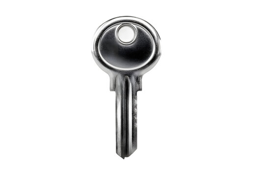 Polished Chrome Key with Circular Head and Detailed Serrations