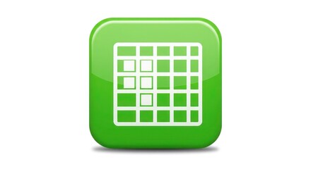 Shiny green grid button an organized interface element