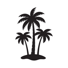 Obraz premium Silhouette of Three Palm Trees on a Tropical Island