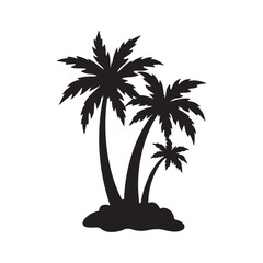 Obraz premium Silhouette of Three Palm Trees on a Tropical Island