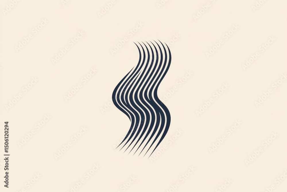 Fototapete Abstract wavy lines create a minimalist design on a beige background, showcasing elegance and simplicity in visual art