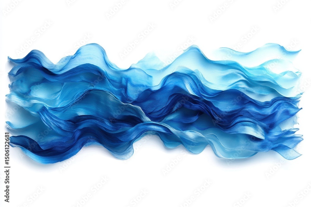 Fototapete Blue abstract fabric waves creating a serene and tranquil ocean-like effect suitable for various artistic or design purposes