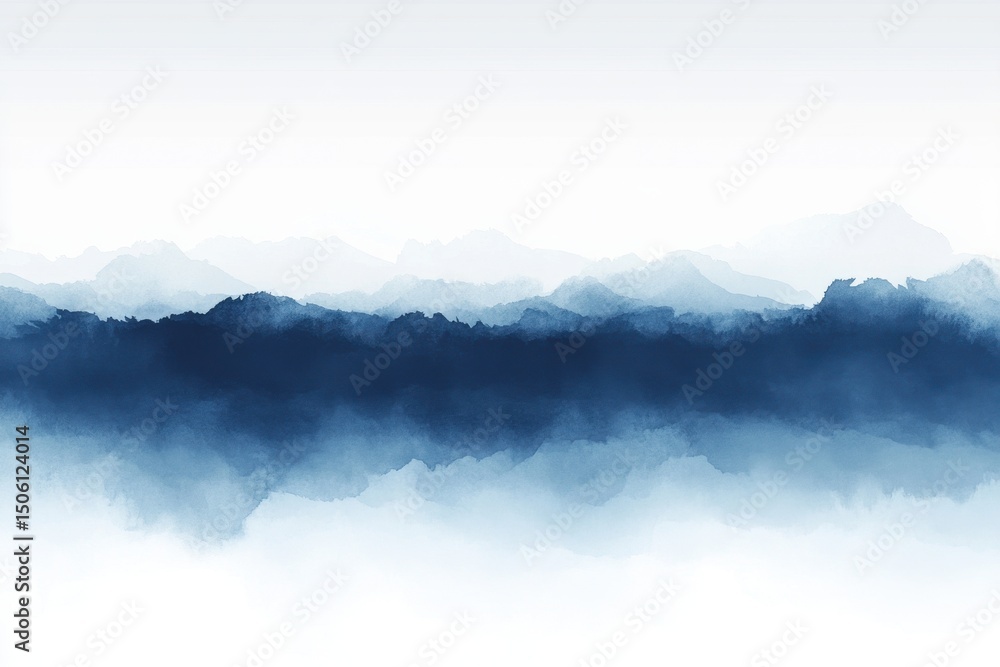 Poster blue abstract brush strokes create a soft gradient effect on a textured canvas in a serene artistic 