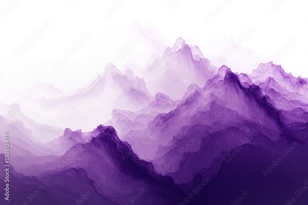 Poster mountain landscape with purple hues under soft light showcasing depth and texture in an artistic rep