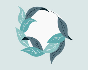 Simple wreath of leaves drawing, circular foliage illustration