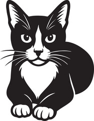 Cat silhouette vector black and white design, Minimal pet silhouette clean drawing