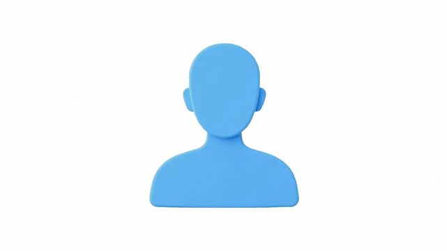 Blue silhouette of a generic human figure icon in minimal style, isolated on white background, concept of user profile or avatar symbol