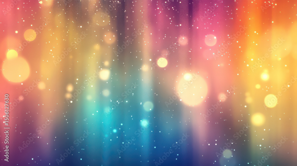Poster abstract colorful bokeh background: a mesmerizing display of radiant, soft bokeh lights dances acros