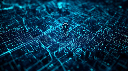 City map location pin, digital navigation, urban background, GPS