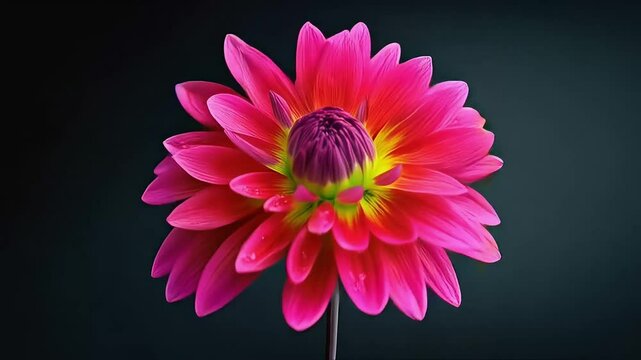 Pink Dahlia Flower - Elegant, Vibrant, Detailed - A close-up view of a beautiful pink dahlia flower, showcasing its intricate layers of delicate petals. The petals radiate outward from the center, dis