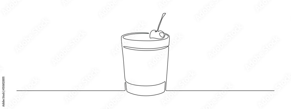 Leinwandbilder glass of cocktail in continuous one line drawing. alcohol shot and beverage bar in simple linear sty