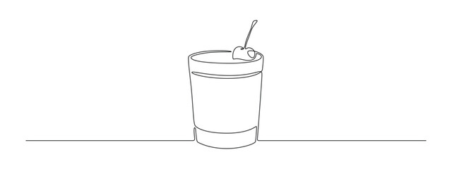 Glass of cocktail in continuous one line drawing. Alcohol shot and beverage bar in simple linear style. Drink menu in editable stroke. Doodle outline vector illustration