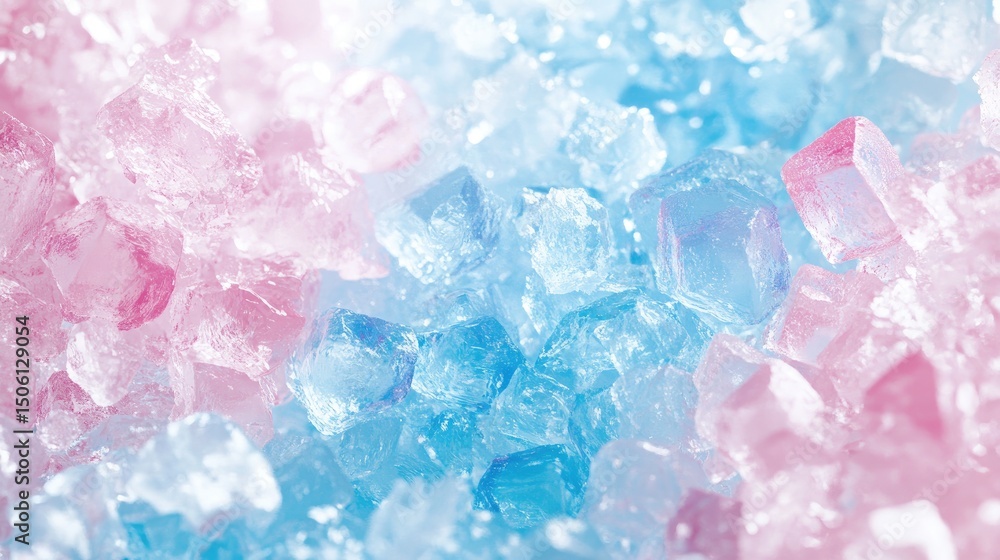 Poster close-up view of multicolored ice cubes.