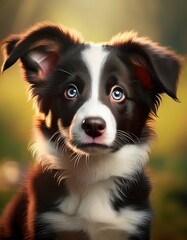 Border Collie-Welpe hebt ein Ohr