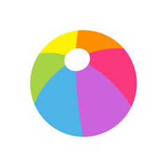 Colorful Beach Ball Icon, Isolated on White Background