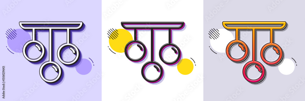 Poster ceiling lamp line icon. halftone dotted pattern. gradient icon with grain shadow. fixture light sign