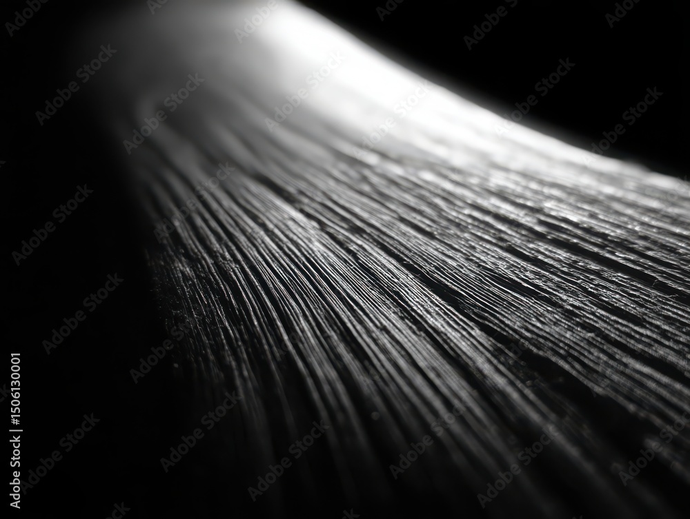 Poster dark abstract close-up of many horizontal thin lines converging to a point on a black background