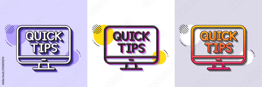 Poster quick tips line icon. halftone dotted pattern. gradient icon with grain shadow. helpful tricks sign.