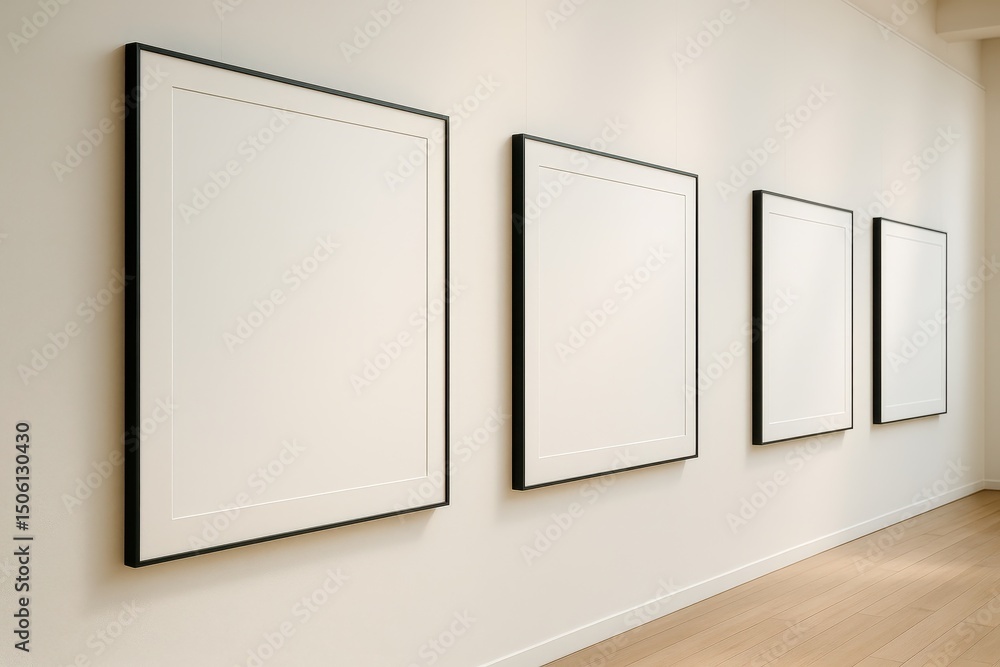 Poster classic art gallery mock-up with close-up of empty poster frames