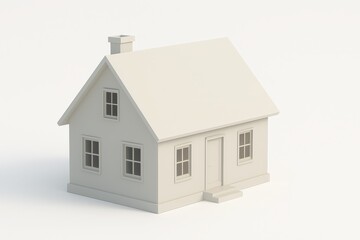 3D House Model Isolated on White Background