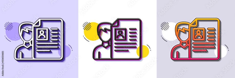Poster business recruitment line icon. halftone dotted pattern. gradient icon with grain shadow. cv documen