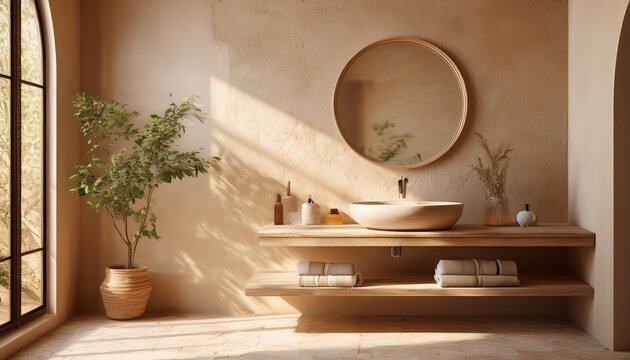 Mediterranes Bad mit Tadelakt-W&auml;nden