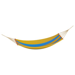 3d render Yellow and blue striped hammock for relaxation and leisure icon 