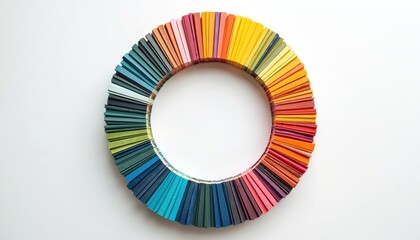 Fototapeta premium Colorful circle made of books on white backdrop. Science education concept. Reading, studying, learning, research and knowledge. Abstract symbol of school, university. Academic and school theme.