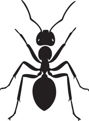 Ant silhouette simple insect shape, Small bug black illustration vector