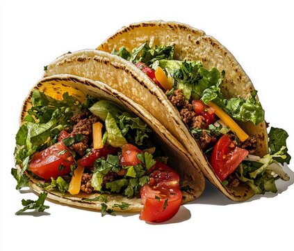 Delicious Taco With Fresh Toppings Served on a Light Background