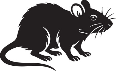 Rat silhouette black minimal vector, Small rodent black and white design