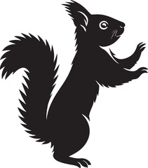 Squirrel silhouette simple black vector, Forest animal profile minimal art