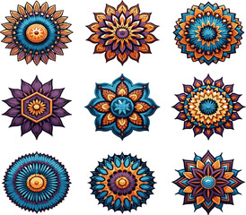 set of floral elements