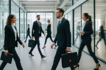 Businesspeople Walking at Modern Office, Work Process Concept